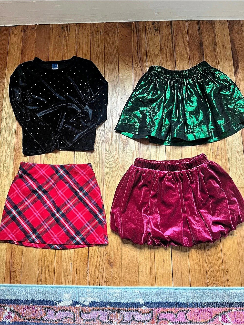 Old Navy/Gap Girls 6-7 Party Outfit Set Plaid Velvet